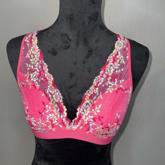 Wacoal Size 36 Floral Lace Pink Embroidered Bralette - Picture 2 of 8